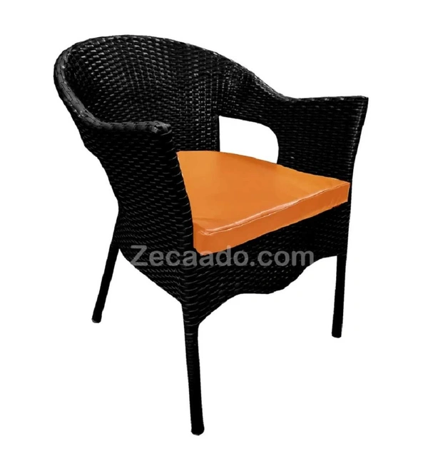 Zecado Aria 2 Seater Patio Dining Set with Orange Cushions in Black Corduroy Finish - Black, Orange