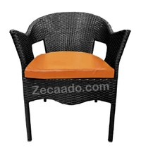 Zecado Aria 2 Seater Patio Dining Set with Orange Cushions in Black Corduroy Finish - Black, Orange