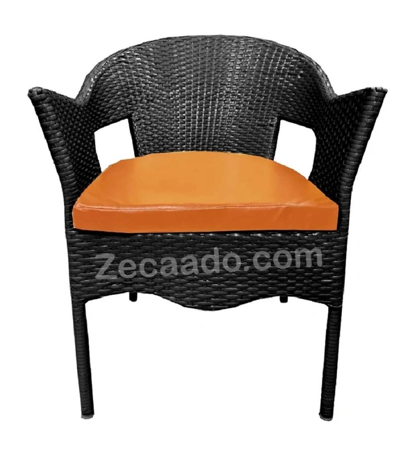 Zecado Aria 2 Seater Patio Dining Set with Orange Cushions in Black Corduroy Finish - Black, Orange