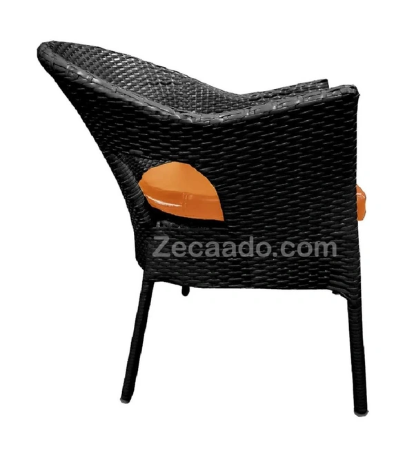 Zecado Aria 2 Seater Patio Dining Set with Orange Cushions in Black Corduroy Finish - Black, Orange