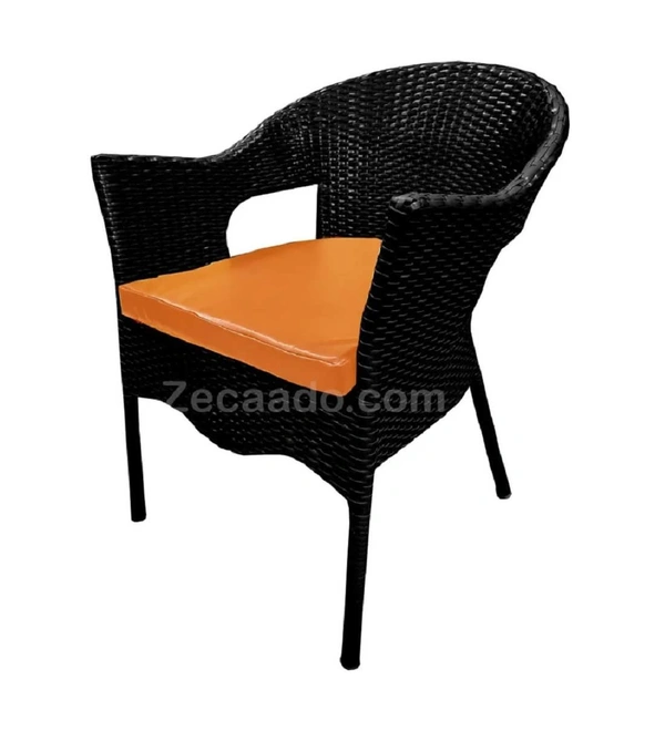 Zecado Aria 2 Seater Patio Dining Set with Orange Cushions in Black Corduroy Finish - Black, Orange
