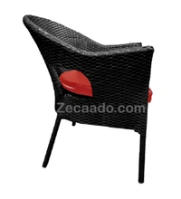 Zecado Aria 4 Seater Patio Dining Set with Red Cushions in Black Corduroy Finish - Black, Red