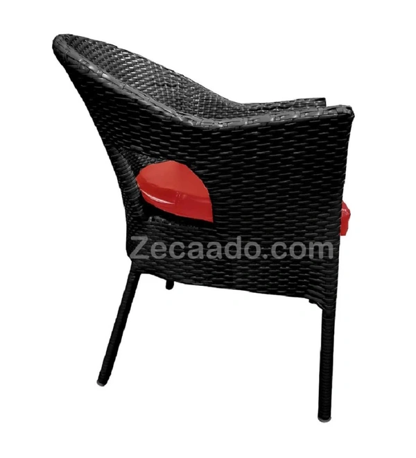 Zecado Aria 4 Seater Patio Dining Set with Red Cushions in Black Corduroy Finish - Black, Red