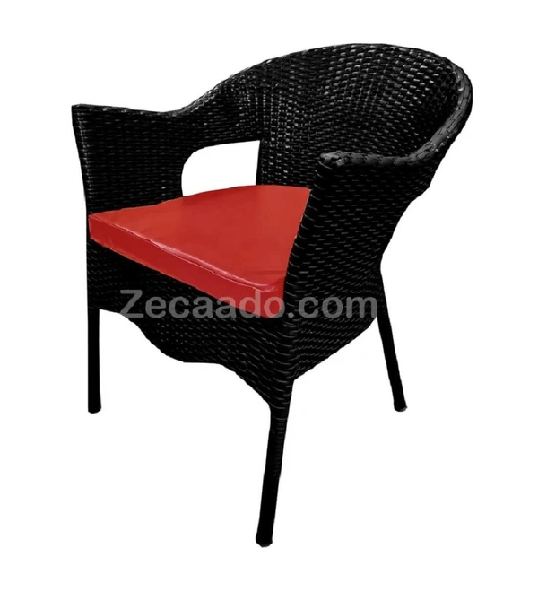Zecado Aria 4 Seater Patio Dining Set with Red Cushions in Black Corduroy Finish - Black, Red
