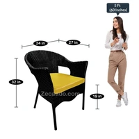 Zecado Aria 2 Seater Patio Dining Set with Yellow Cushions in Black Corduroy Finish - Black, Yellow