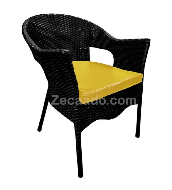 Zecado Aria 2 Seater Patio Dining Set with Yellow Cushions in Black Corduroy Finish - Black, Yellow
