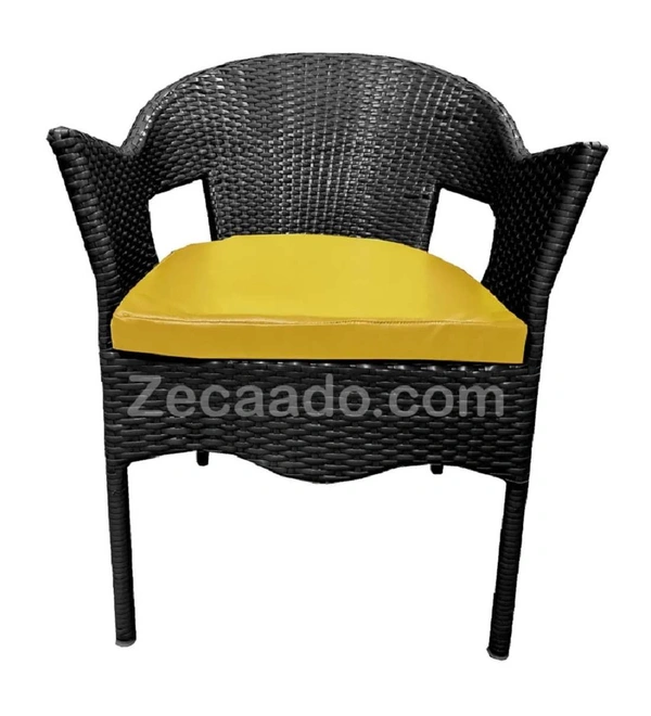 Zecado Aria 2 Seater Patio Dining Set with Yellow Cushions in Black Corduroy Finish - Black, Yellow