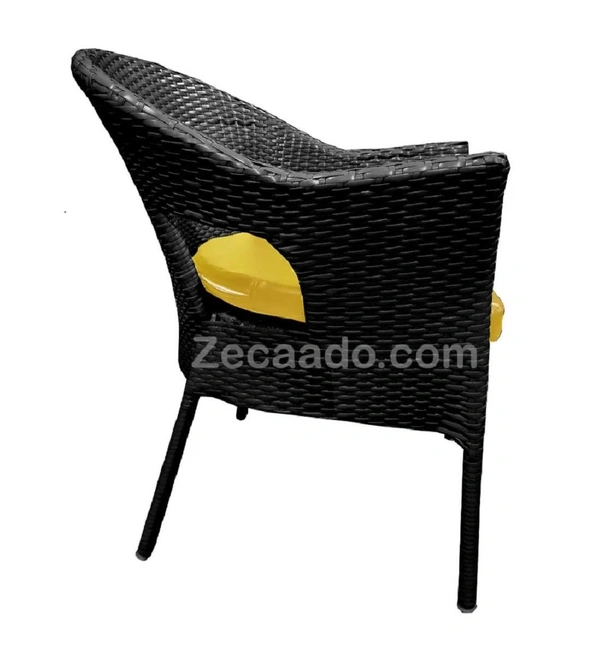 Zecado Aria 2 Seater Patio Dining Set with Yellow Cushions in Black Corduroy Finish - Black, Yellow