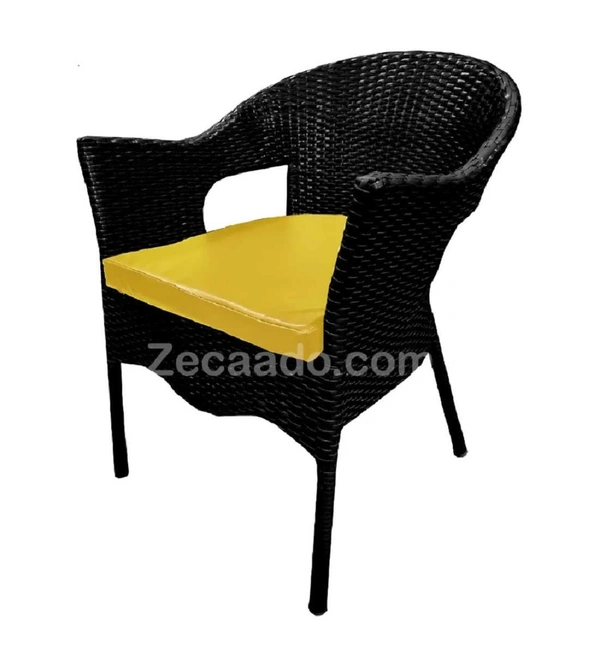 Zecado Aria 2 Seater Patio Dining Set with Yellow Cushions in Black Corduroy Finish - Black, Yellow