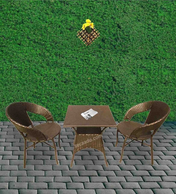 Zecado Aurous 2 seater Patio Coffee Table Set In Golden Corduroy Finish - Golden