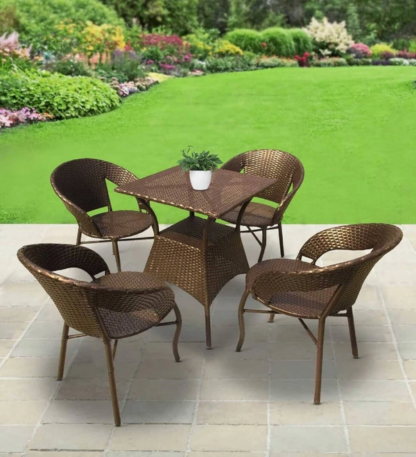 Zecado Aurous 4 seater Patio Coffee Table Set In Golden Corduroy Finish - Golden