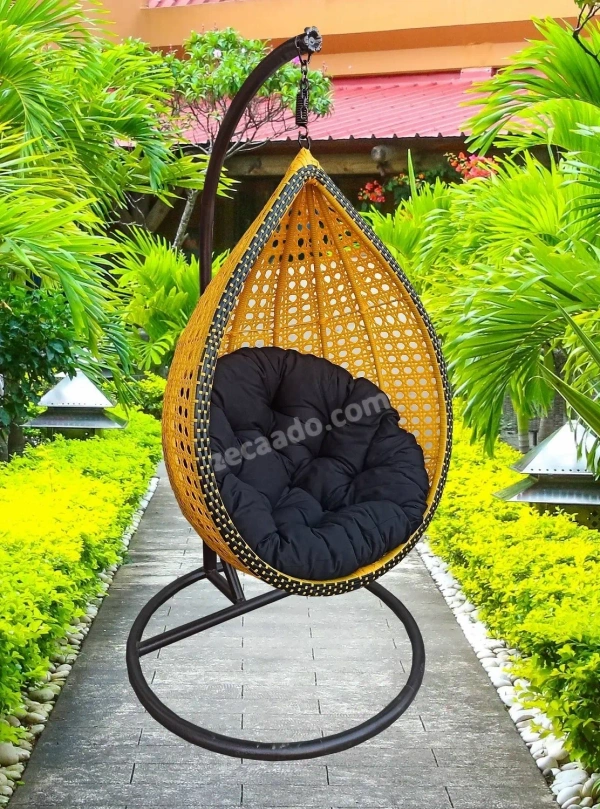 Zecado Blush Garden & outdoor swing chair in Yellow & Black with Black Cushion - Yelow