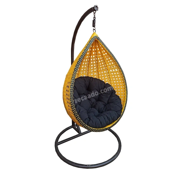 Zecado Blush Garden & outdoor swing chair in Yellow & Black with Black Cushion - Yelow