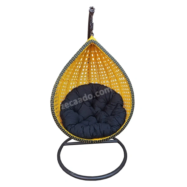 Zecado Blush Garden & outdoor swing chair in Yellow & Black with Black Cushion - Yelow