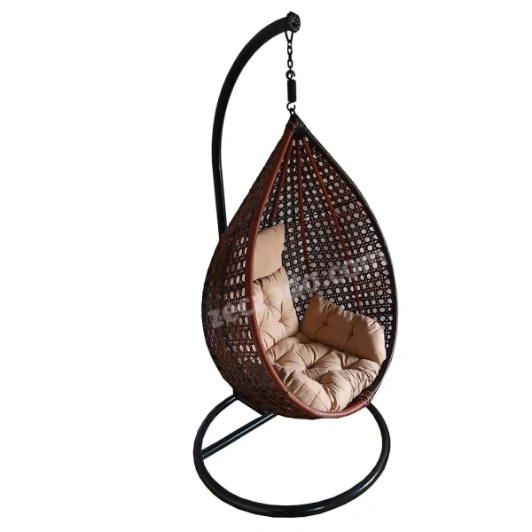 Zecado Bucket Swing Chair for Garden & Outdoor in Brown & Tan, Dual Tone with Fawn Sofa Cushion - Tan