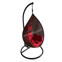 Zecado Bucket Swing Chair for Garden & Outdoor in Brown & Tan, Dual Tone with Red Sofa Cushion - Brown