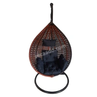 Zecado Bucket Swing Chair for Garden & Outdoor in Brown & Tan, Dual Tone with Black Sofa Cushion - Black