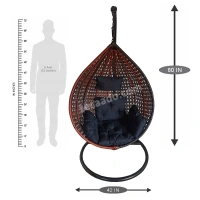 Zecado Bucket Swing Chair for Garden & Outdoor in Brown & Tan, Dual Tone with Black Sofa Cushion - Black