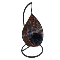 Zecado Bucket Swing Chair for Garden & Outdoor in Brown & Tan, Dual Tone with Black Sofa Cushion - Black