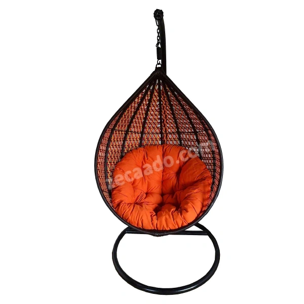 Zecado Bucket Swing Chair for Garden & Outdoor in Multi Color with Orange Cushion - Orange