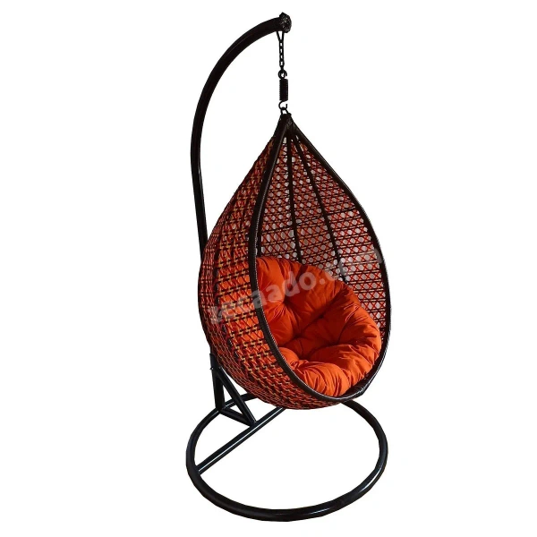 Zecado Bucket Swing Chair for Garden & Outdoor in Multi Color with Orange Cushion - Orange