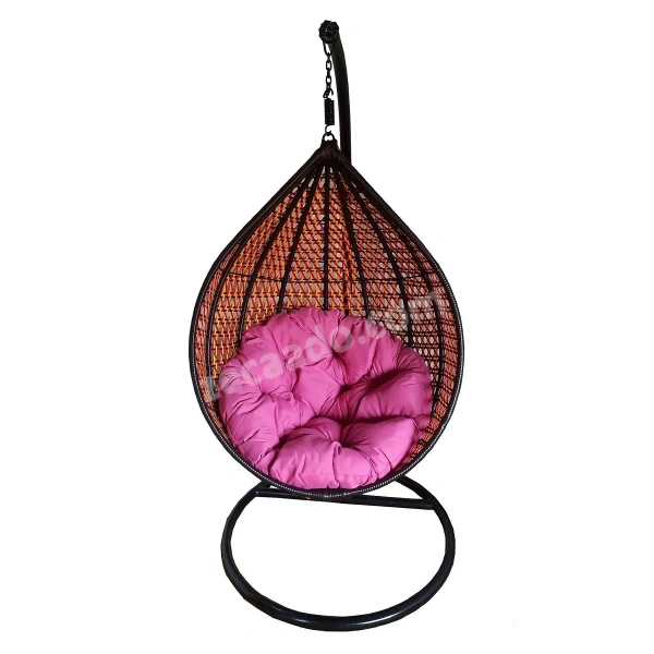 Zecado Bucket Swing Chair for Garden & Outdoor in Multi Colors with Pink Cushion - Multicolour