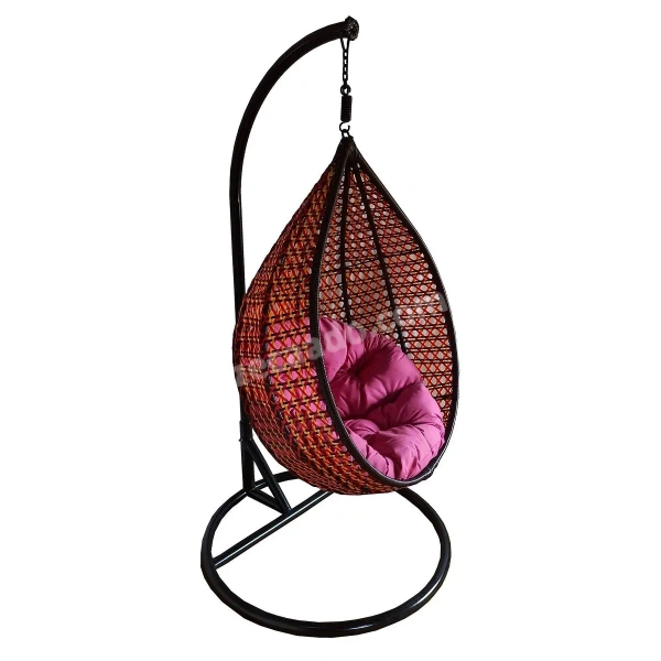 Zecado Bucket Swing Chair for Garden & Outdoor in Multi Colors with Pink Cushion - Multicolour