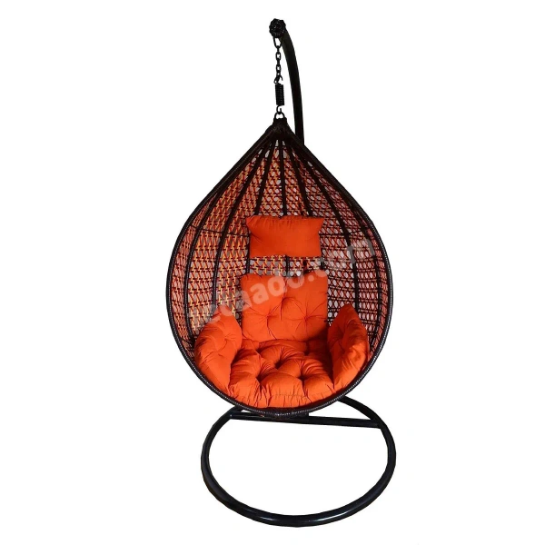 Zecado Bucket Swing Chair for Garden & Outdoor in Multi Colors with Orange Sofa Cushion - Orange