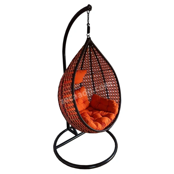 Zecado Bucket Swing Chair for Garden & Outdoor in Multi Colors with Orange Sofa Cushion - Orange