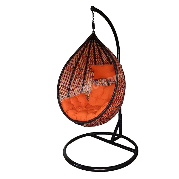Zecado Bucket Swing Chair for Garden & Outdoor in Multi Colors with Orange Sofa Cushion - Orange