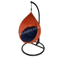 Zecado Bucket Swing Chair for Garden & Outdoor in Orange with Blue Cushion - Blue