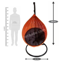Zecado Bucket Swing Chair for Garden & Outdoor in Orange with Brown Cushion - Orange