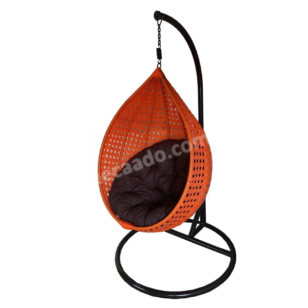 Zecado Bucket Swing Chair for Garden & Outdoor in Orange with Brown Cushion - Brown