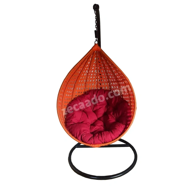 Zecado Bucket Swing Chair for Garden & Outdoor in Orange with Red Cushion - Orange