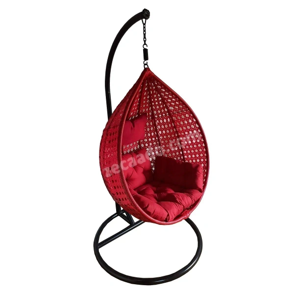 Zecado Bucket Swing Chair for Garden & Outdoor in Red with Red Sofa Cushion - Red