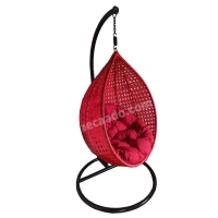 Zecado Bucket Swing Chair for Garden & Outdoor in Red with Red Cushion - Black