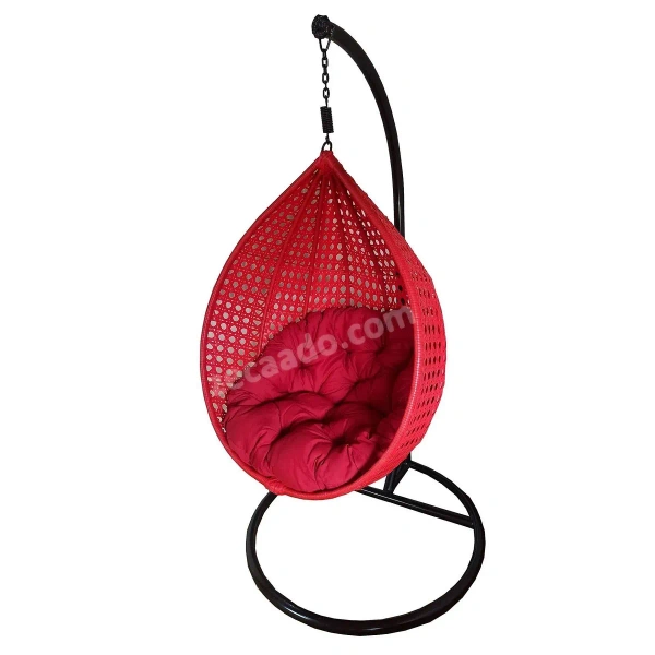 Zecado Bucket Swing Chair for Garden & Outdoor in Red with Red Cushion - Red