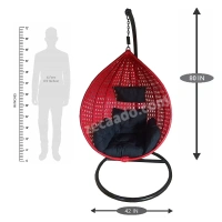 Zecado Bucket Swing Chair for Garden & Outdoor in Red with Black Sofa Cushion - Red