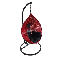 Zecado Bucket Swing Chair for Garden & Outdoor in Red with Black Sofa Cushion - Red