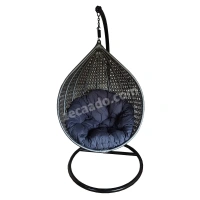 Zecado Bucket Swing Chair for Garden & Outdoor in Silver with Grey Cushion - Black Silver