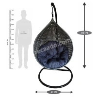 Zecado Bucket Swing Chair for Garden & Outdoor in Silver with Grey Cushion - Black Silver