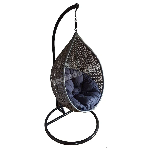 Zecado Bucket Swing Chair for Garden & Outdoor in Silver with Grey Cushion - Grey