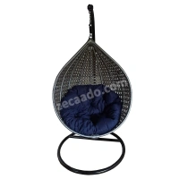 Zecado Bucket Swing Chair for Garden & Outdoor in Silver with Blue Cushion - Black