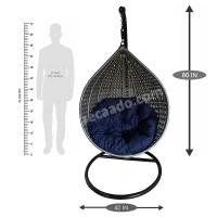 Zecado Bucket Swing Chair for Garden & Outdoor in Silver with Blue Cushion - Black