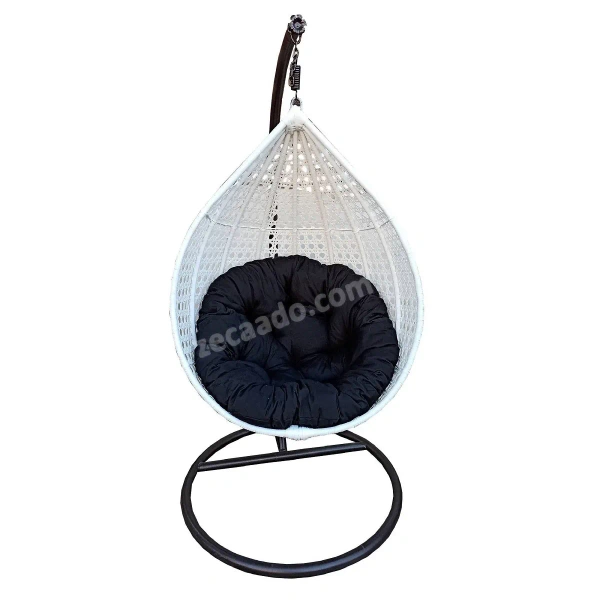 Zecado Bucket Swing Chair for garden & outdoor in White with Black Cushion - Black