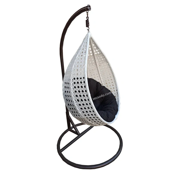 Zecado Bucket Swing Chair for garden & outdoor in White with Black Cushion - Black