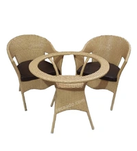 Zecado Carol 2 Seater Patio Dining Set with Brown Cushions in Fawn Corduroy Finish - Fawn, Brown