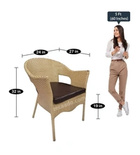 Zecado Carol 2 Seater Patio Dining Set with Brown Cushions in Fawn Corduroy Finish - Fawn, Brown