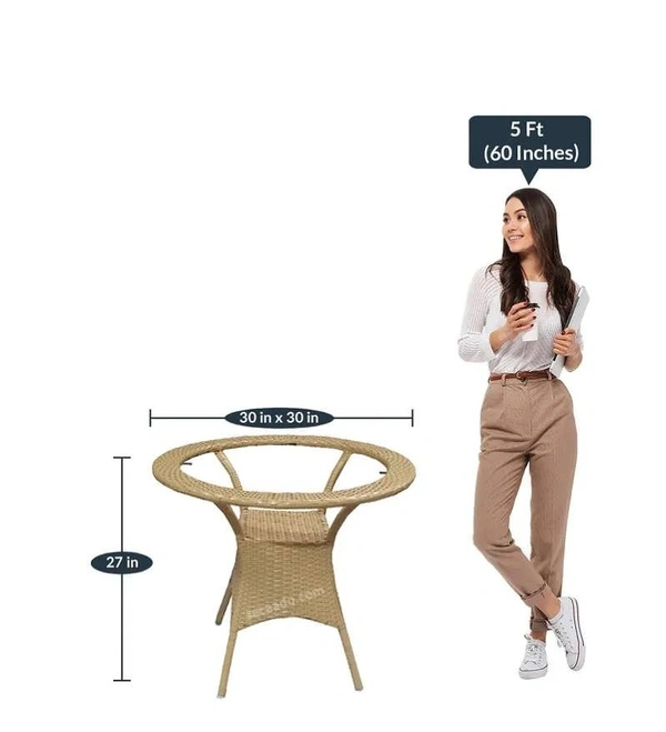Zecado Carol 2 Seater Patio Dining Set with Brown Cushions in Fawn Corduroy Finish - Fawn, Brown