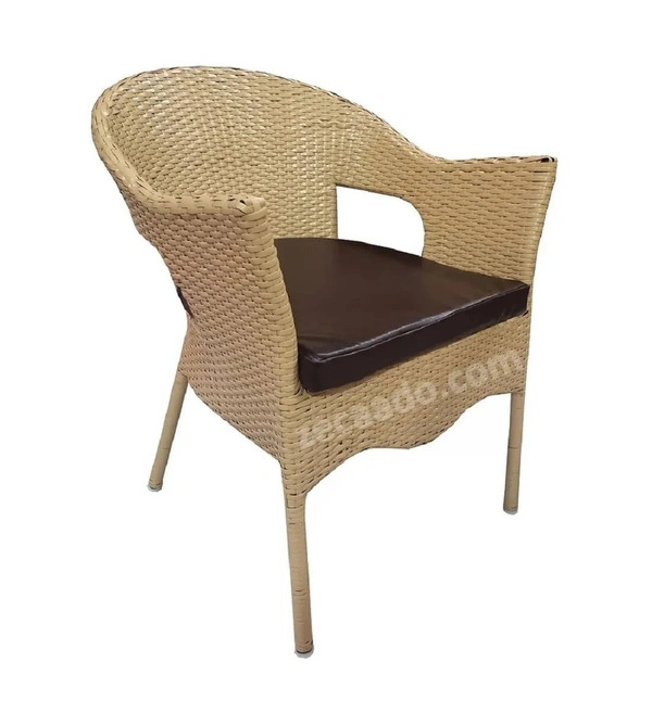Zecado Carol 2 Seater Patio Dining Set with Brown Cushions in Fawn Corduroy Finish - Fawn, Brown